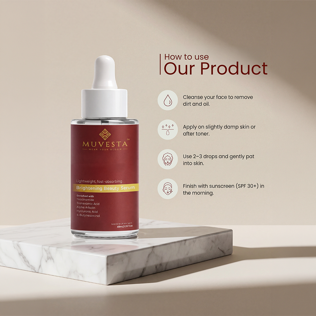 Light Weight Fast Absorbing Brightening Beauty Serum with Alpha Arbutin, Niacinamide & Tranexamic Acid