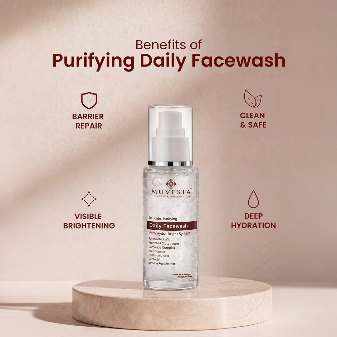 Delicate, Purifying Daily Facewash with Hydra Bright System, Ceramide. Glutathione & Niacinamide