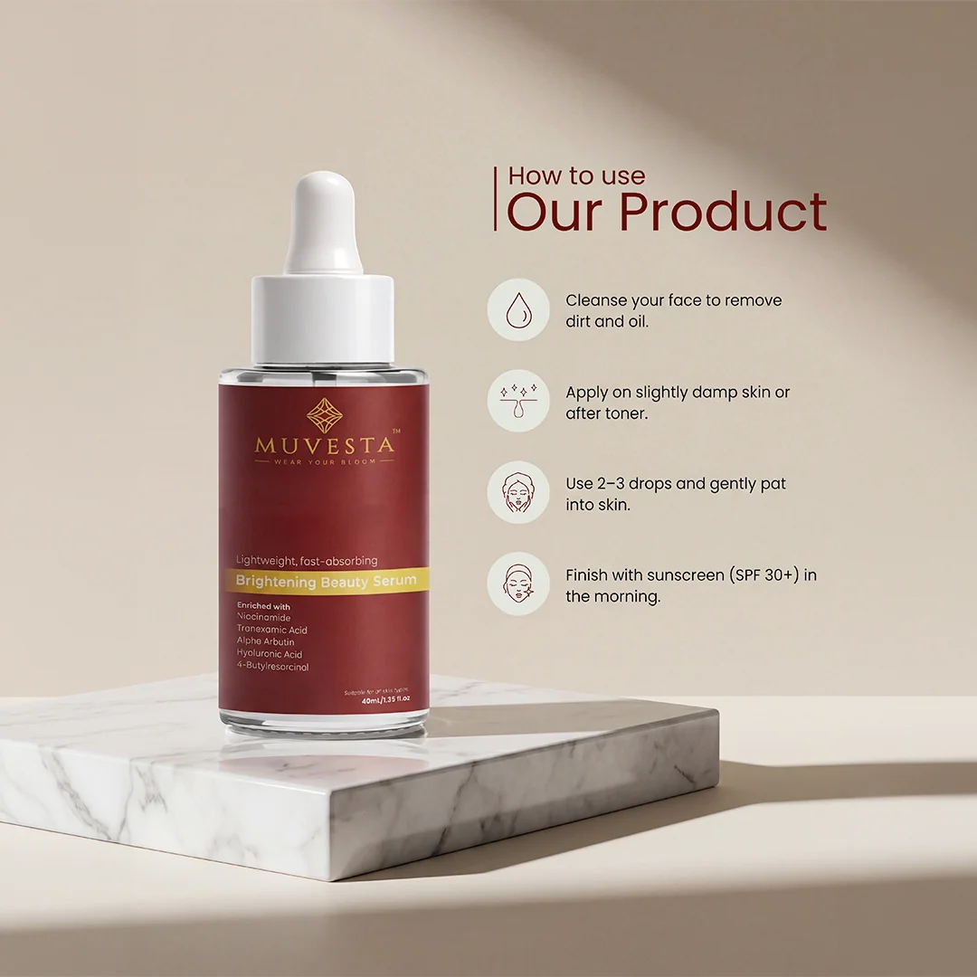 Light Weight Fast Absorbing Brightening Beauty Serum with Alpha Arbutin, Niacinamide & Tranexamic Acid