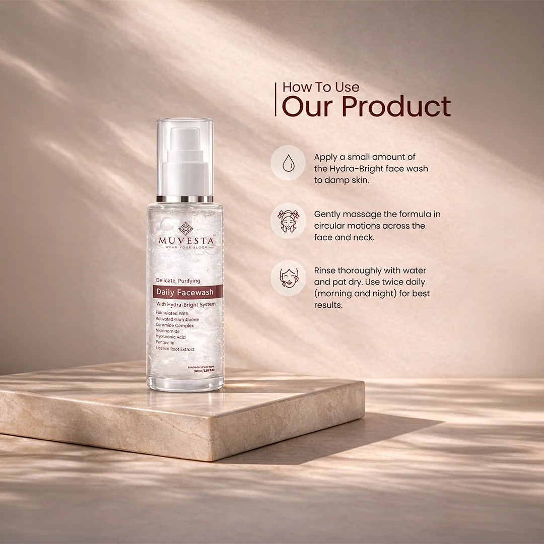 Delicate, Purifying Daily Facewash with Hydra Bright System, Ceramide. Glutathione & Niacinamide